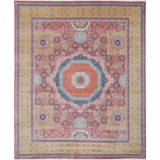 Traditional Red & Gold Turkish Area Rug. Medallion 100% Wool Carpet for Living Room, Bedroom & Dining Room