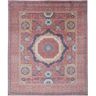 Red & Gray Medallion Turkish Area Rug. Traditional 100% Wool Carpet for Living Room, Bedroom & Dining Room