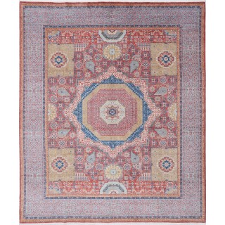 Red & Blue Medallion Turkish Area Rug. Traditional 100% Wool Carpet for Living Room, Bedroom & Dining Room