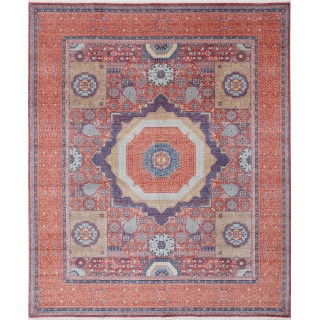 Red Turkish Area Rug with Medallion Design. Traditional 100% Wool Carpet for Living Room, Bedroom & Dining Room