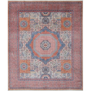 Traditional Ivory & Gray Turkish Area Rug. Medallion Design 100% Wool Carpet for Living Room, Bedroom & Dining Room
