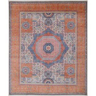 Ivory & Gold Turkish Wool Area Rug. Medallion Design Living Room Carpet