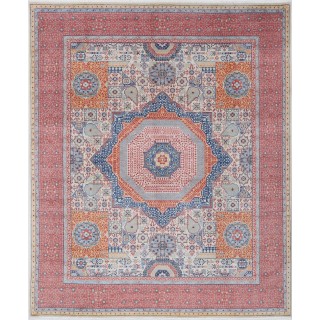 Ivory & Red Medallion Turkish Area Rug. Traditional 100% Wool Carpet for Living Room, Bedroom & Dining Room