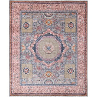 Gray & Gold Medallion Turkish Area Rug. Traditional 100% Wool Carpet for Living Room, Bedroom & Dining Room