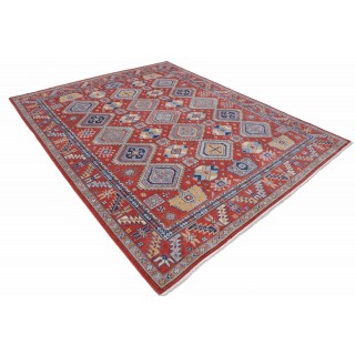Red Turkish Area Rug for Living Room. Traditional 100% Wool Carpet with Tribal Patterns Red Turkish Area Rug for Living Room. Traditional 100% Wool Carpet with Tribal Patterns