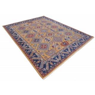 Traditional Gold & Blue Turkish Area Rug. Tribal Style 100% Wool Carpet for Living Room, Bedroom & Dining Room Traditional Gold & Blue Turkish Area Rug. Tribal Style 100% Wool Carpet for Living Room, Bedroom & Dining Room