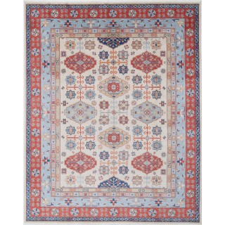 Ivory & Red Ethnic Turkish Area Rug. Traditional 100% Wool Carpet for Living Room, Bedroom & Dining Room