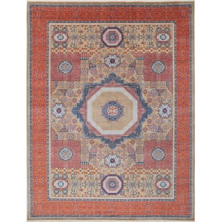 Red & Gold Traditional Turkish Medallion Area Rug. Large 100% Wool Carpet for Living Room, Bedroom & Dining Room