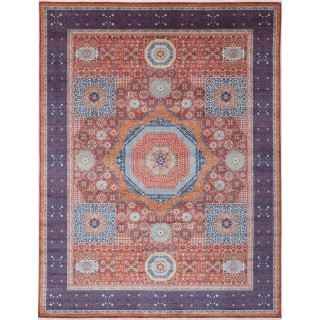 Red & Blue Traditional Medallion Area Rug. Large 100% Wool Carpet for Living Room, Bedroom & Dining Room