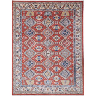 Traditional Red & Ivory Tribal Area Rug. Large 100% Wool Carpet for Living Room, Bedroom & Dining Room