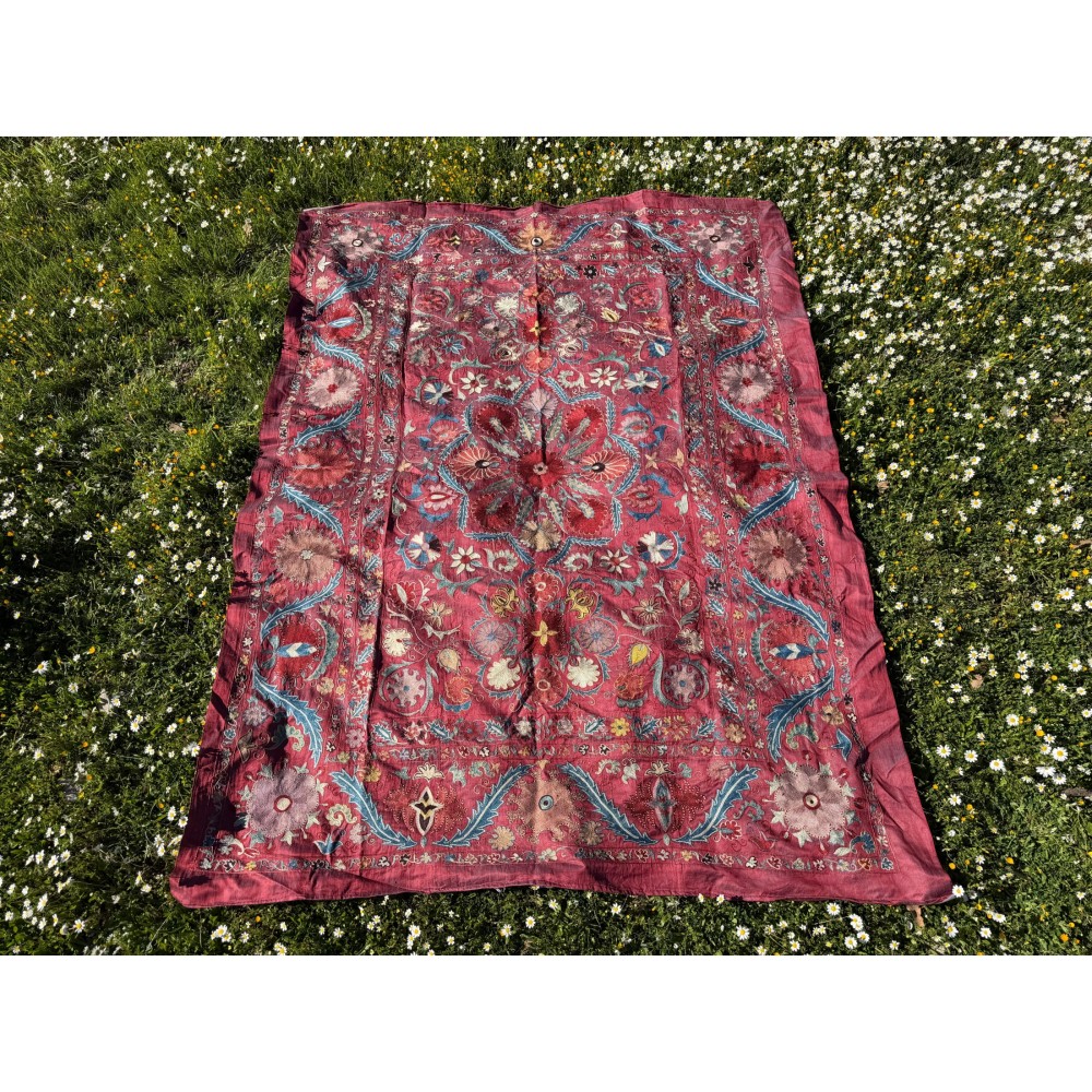 Silk Embroidery Bedspread, Traditional Wall Hanging, Decorative Table Cover, Handmade Throw, Sofa Throw Silk Embroidery Bedspread, Traditional Wall Hanging, Decorative Table Cover, Handmade Throw, Sofa Throw