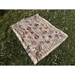 Silk Embroidery Bedspread, Traditional Wall Hanging, Decorative Table Cover, Handmade Throw, Sofa Throw