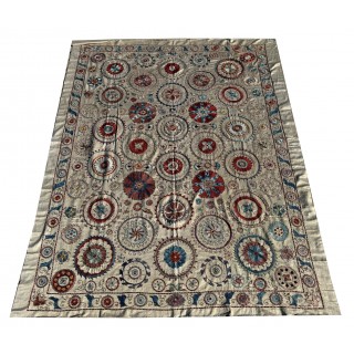 Silk Embroidery Bedspread, Traditional Wall Hanging, Decorative Table Cover, Handmade Throw, Sofa Throw