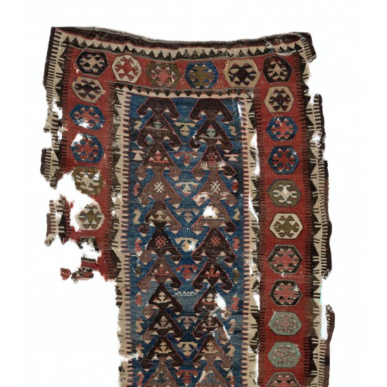 Antique Anatolian Kilim Fragment, 18th Century Antique Anatolian Kilim Fragment, 18th Century