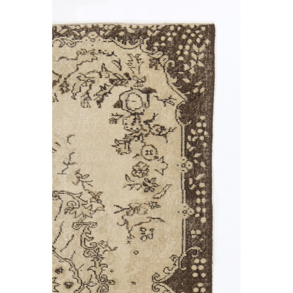 Vintage Hand Knotted Turkish Rug with Floral Medallion Design