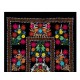 Vintage Silk Hand Embroidery Bed Cover, Central Asian Suzani Wall Hanging