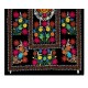 Silk Hand Embroidery Wall Hanging, Black Tapestry, Suzani Bedspread