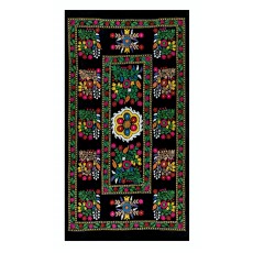 Vintage Uzbek Hand Embroidered Bed or Table Cover. Decorative Silk & Cotton Wall Hanging