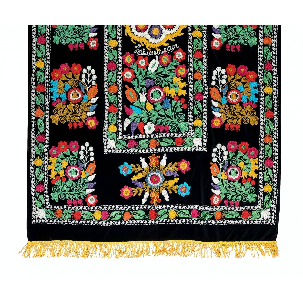 Silk Hand Embroidered Throw, Vintage Suzani Tapestry, Uzbek Wall Hanging, Colorful Bed Cover