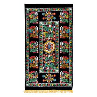 Silk Hand Embroidered Throw. Vintage Suzani Tapestry. Uzbek Wall Hanging. Colorful Bed Cover