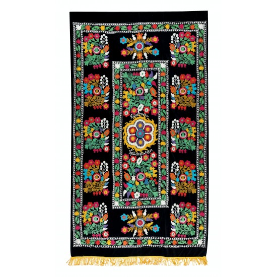 Silk Hand Embroidered Throw, Vintage Suzani Tapestry, Uzbek Wall Hanging, Colorful Bed Cover