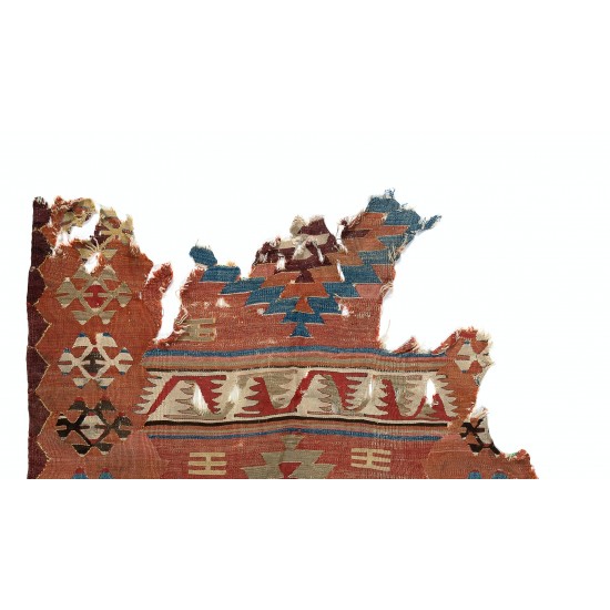 Antique Anatolian Kilim Fragment, 18th Century Antique Anatolian Kilim Fragment, 18th Century