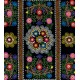 Vintage Silk Hand Embroidery Bed Cover, Central Asian Suzani Wall Hanging