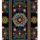 Vintage Silk Hand Embroidery Bed Cover, Central Asian Suzani Wall Hanging