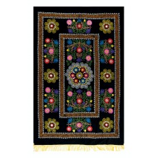 Vintage Silk Hand Embroidery Bed Cover. Traditional Suzani Textile Wall Hanging