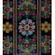 Vintage Silk Embroidered Bed Cover, Black Handmade Wall Hanging