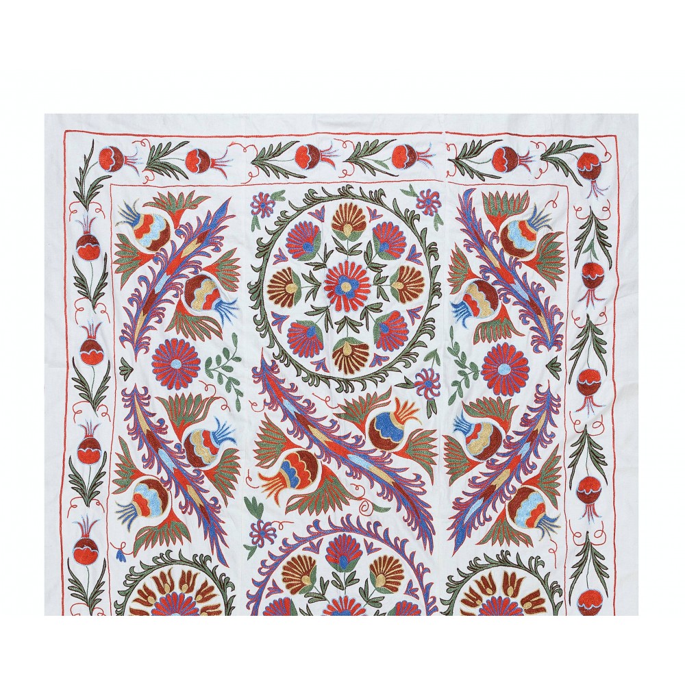 Boho Wall Decor, Needlework Wall Art, Modern Embroidered Suzani Wall Hanging