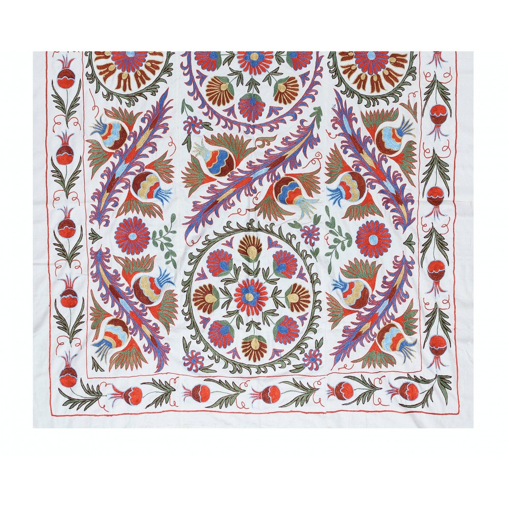 Boho Wall Decor, Needlework Wall Art, Modern Embroidered Suzani Wall Hanging