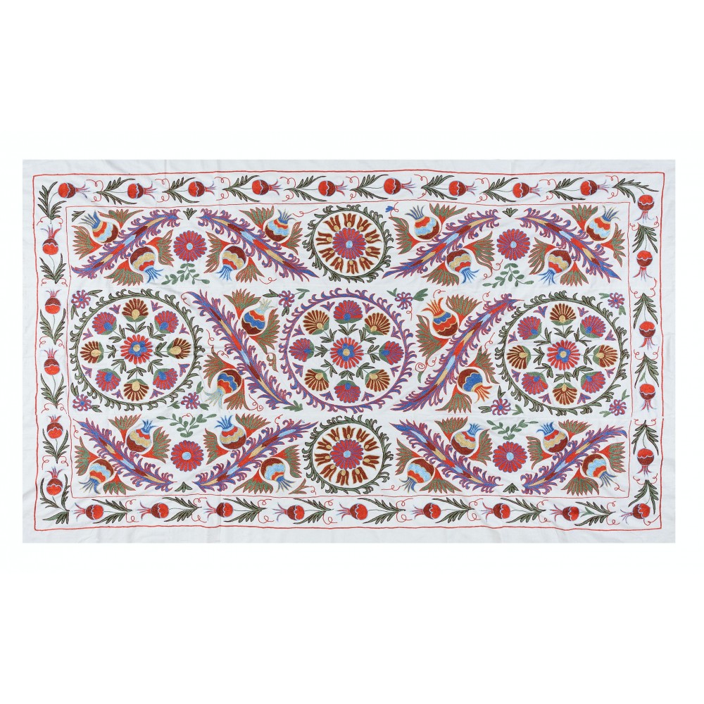 Boho Wall Decor, Needlework Wall Art, Modern Embroidered Suzani Wall Hanging