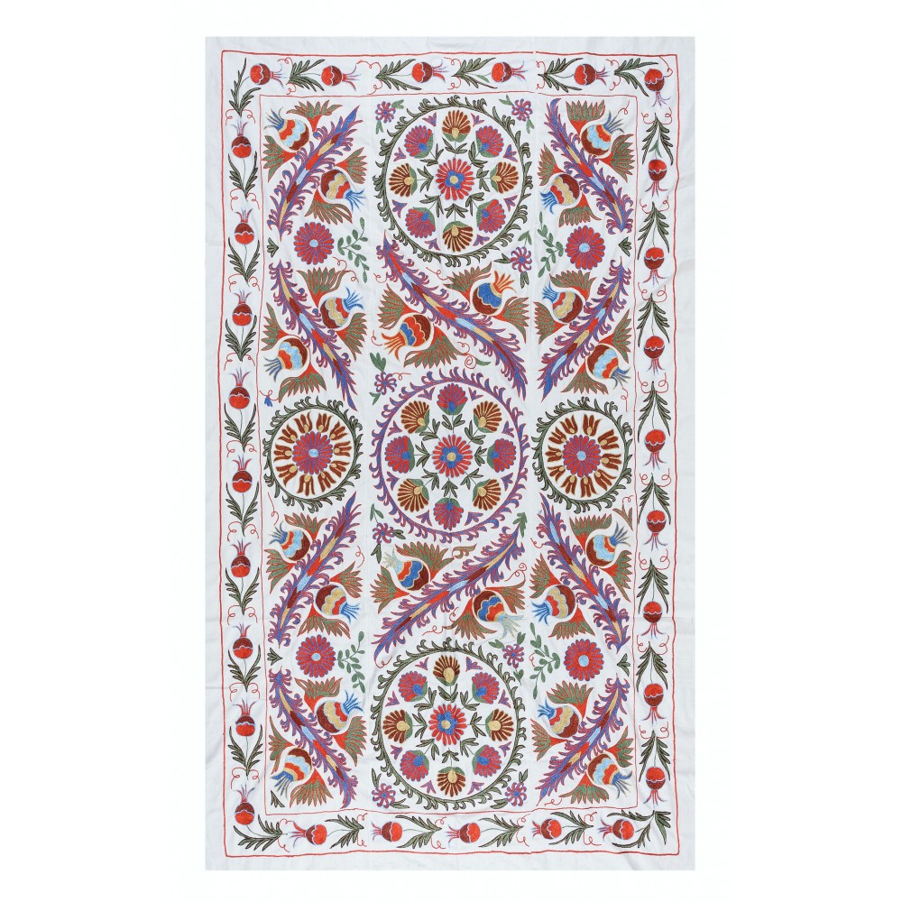 Boho Wall Decor, Needlework Wall Art, Modern Embroidered Suzani Wall Hanging