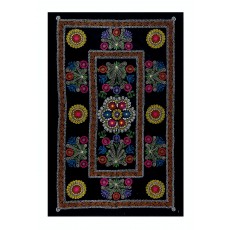 Vintage Silk Hand Embroidery Bed Cover. Central Asian Suzani Wall Hanging