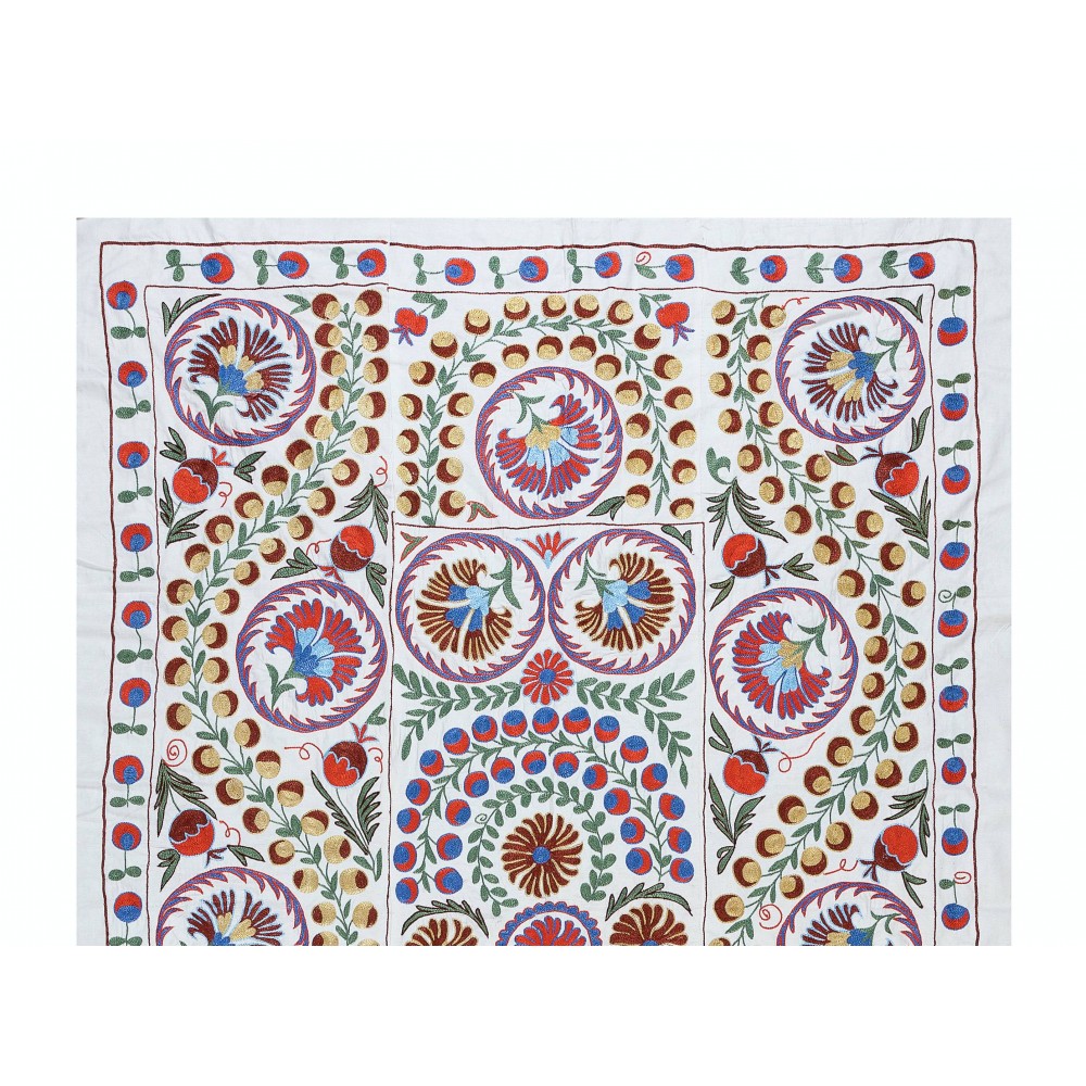 Boho Wall Decor, Needlework Wall Art, Embroidered Uzbek Suzani Wall Hanging