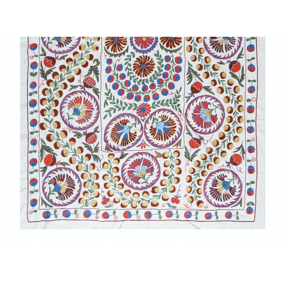 Boho Wall Decor, Needlework Wall Art, Embroidered Uzbek Suzani Wall Hanging
