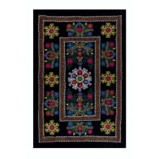Vintage Uzbek Hand Embroidered Bed or Table Cover. Decorative Silk & Cotton Wall Hanging