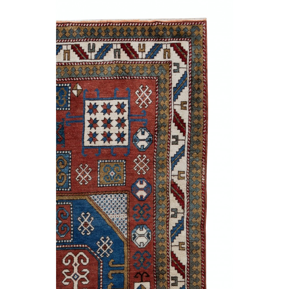 New Nice Hand Knotted Caucasian Kazak Area Rug Made of 100% Wool