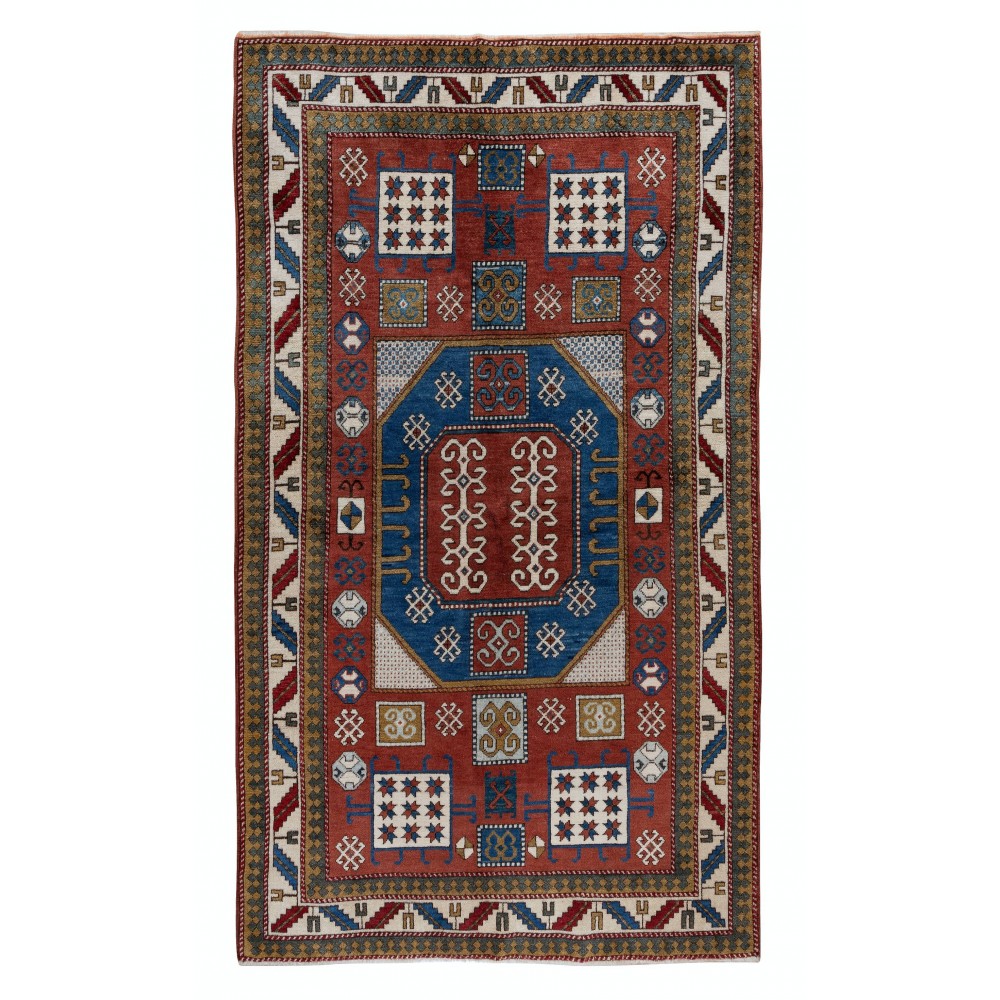 New Nice Hand Knotted Caucasian Kazak Area Rug Made of 100% Wool