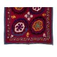 Vintage Silk Hand Embroidery Bed Cover, Uzbek Suzani Wall Hanging