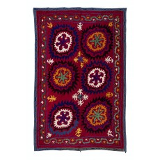Vintage Silk Embroidery Bed Cover. Suzani Wall Hanging. Handmade Tablecloth