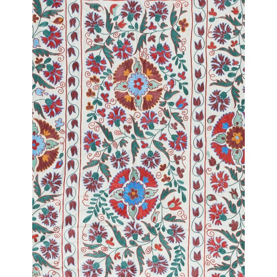 Decorative Silk Hand Embroidery Suzani Wall Hanging, Bedspread