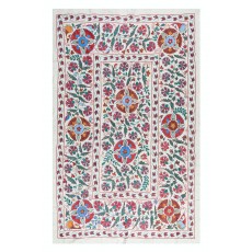 Silk Hand Embroidery Wall Hanging. Vintage Bedspread. Suzani Bedspread