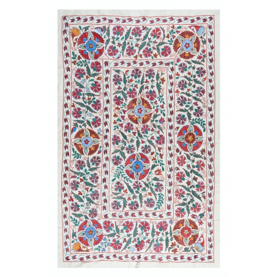 Decorative Silk Hand Embroidery Suzani Wall Hanging, Bedspread