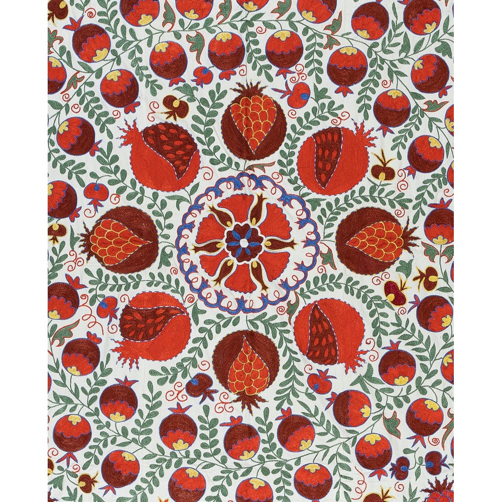Silk Embroidery Suzani Bed Cover, Boho Wall Hanging, Modern Uzbek Tapestry