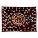 Vintage Silk Hand Embroidery Bed Cover, Central Asian Suzani Wall Hanging