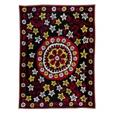 Vintage Silk Hand Embroidery Bed Cover. Central Asian Suzani Wall Hanging