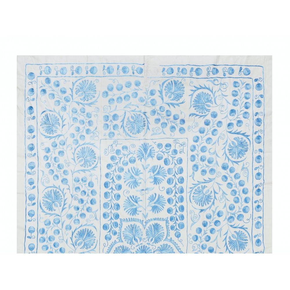 Classic Uzbek Suzani Embroidery, New Silk and Cotton Wall Hanging, Bed or Table Cover