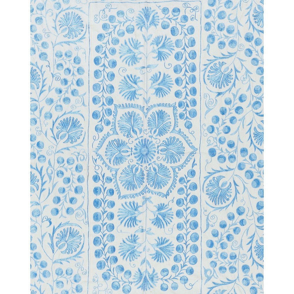 Classic Uzbek Suzani Embroidery, New Silk and Cotton Wall Hanging, Bed or Table Cover